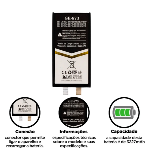 Bateria Gold Edition compativel Apple iPhone 13 Ge-873 Sem Flex