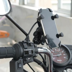 Suporte celular moto garra x usb com carregador universal