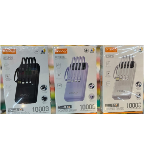 Carregador Portátil Power Bank indução a Gold 10000 Mah bte-18 Carregador Portátil Power Bank indução a Gold 10000 Mah bte-18
