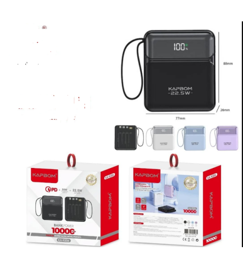 Carregador Portátil Power Bank 22.5W 10000mAh KAPBOM KA-9206 Carregador Portátil Power Bank 22.5W 10000mAh KAPBOM KA-9206